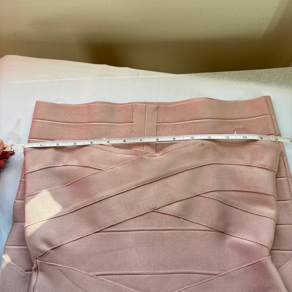 House of CB NWT Leila sz large Strapless Bandage Bodycon Mini Dress pink blush - Picture 10 of 12